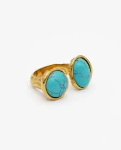 ANILLO DUO TURQUOISE · ACERO BAÑO ORO