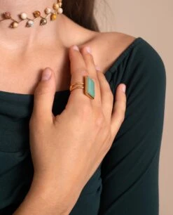 ANILLO BALANCE GREEN · BAÑO ORO