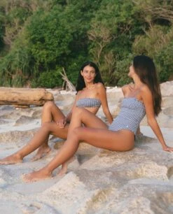 BAÑADOR MYKONOS · VICHY -[品牌] Ventas THE-ARE banador cuadros vichy azul blanco sin tirantes mujer the are 6