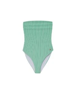 BAÑADOR ANDRATX · VERDE -[品牌] Ventas THE-ARE banador mujer rayas verticales verde blanco sin tirantes the are