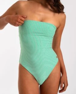 BAÑADOR ANDRATX · VERDE -[品牌] Ventas THE-ARE banador mujer rayas verticales verde blanco sin tirantes the are eci 4