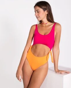 BAÑADOR BUBBALOO · MAGENTA Y NARANJA -[品牌] Ventas THE-ARE banador multiposicion rosa naranja bano mujer the are00004