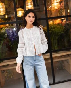 BLUSA CHASING MOMENTS · BLANCO -[品牌] Ventas THE-ARE blusa blanca manga larga algodon canesu mujer the are 4