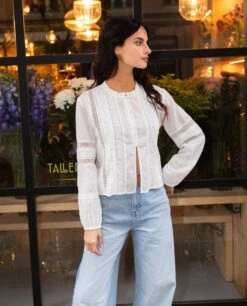 BLUSA CHASING MOMENTS · BLANCO -[品牌] Ventas THE-ARE blusa blanca manga larga algodon canesu mujer the are 5