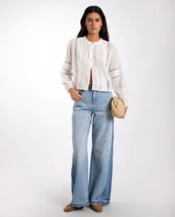 BLUSA CHASING MOMENTS · BLANCO -[品牌] Ventas THE-ARE blusa blanca manga larga algodon canesu mujer the are eci img 4