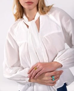 BLUSA SWEET ESCAPE · CRUDO -[品牌] Ventas THE-ARE blusa blanca romantica fluida lazada cuello manga abullonada mujer the are eci img 3