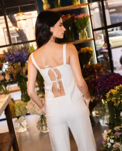 BLUSA MEDITERRANEAN SPIRIT · CRUDO -[品牌] Ventas THE-ARE blusa crudo lino lazada espalda tirantes conjunto mujer the are 10 scaled