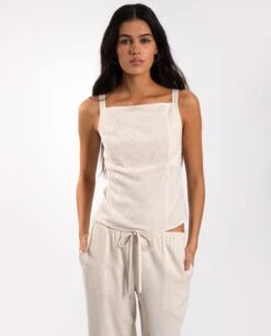 BLUSA MEDITERRANEAN SPIRIT · CRUDO -[品牌] Ventas THE-ARE blusa crudo lino lazada espalda tirantes conjunto mujer the are eci img 1