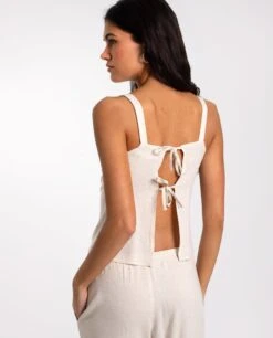 BLUSA MEDITERRANEAN SPIRIT · CRUDO -[品牌] Ventas THE-ARE blusa crudo lino lazada espalda tirantes conjunto mujer the are eci img 2