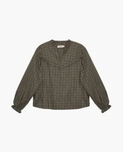 BLUSA CITY FIELDS · VERDE -[品牌] Ventas THE-ARE blusa cuadros verde volantes conjunto manga larga cuadros escote pico mujer the are eci img 5