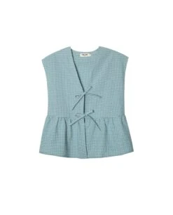 BLUSA SUNNY HUNNY · MENTA -[品牌] Ventas THE-ARE blusa cuadros vichy verde menta lazos volante mujer the are eci img 5