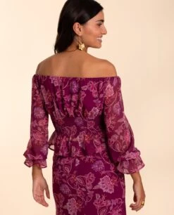 BLUSA CARMONA · ESTAMPADO -[品牌] Ventas THE-ARE blusa estampada flores escote bardot hombros descubiertos nido abeja total look mujer the are eci img 2