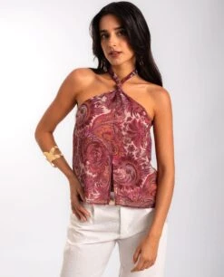 BLUSA SALT KISSED · ESTAMPADO -[品牌] Ventas THE-ARE blusa estampada fluida lazada al cuello mujer the are eci img 1