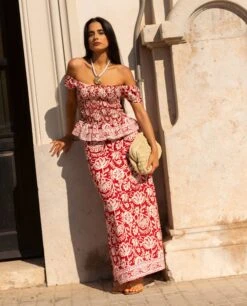 FALDA SUNKISSED DAYS · ESTAMPADO -[品牌] Ventas THE-ARE blusa estampada roja nido de abeja mujer the are 2 2