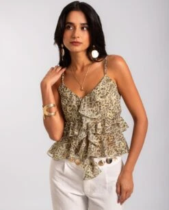 BLUSA ETHEREAL GLOW · ESTAMPADO -[品牌] Ventas THE-ARE blusa estampada volantes tirantes mujer the are eci img 1