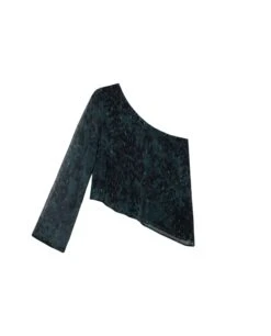 BLUSA EVER YOU MEET · ESTAMPADO -[品牌] Ventas THE-ARE blusa estampado verde asimetrica lurex conjunto fiesta mujer the are eci img 5