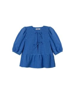 BLUSA VERA · AZUL -[品牌] Ventas THE-ARE blusa manga corta cuadros vichy azul conjunto mujer the are eci img 5