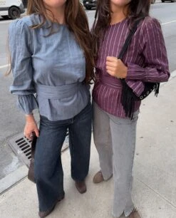 BLUSA DAILY CRUSH · CIRUELA -[品牌] Ventas THE-ARE blusa manga larga ciruela rayas fajin multiposicion mujer the are 2