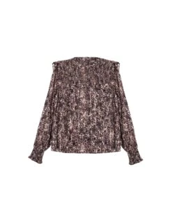 BLUSA FRESH START · ESTAMPADO -[品牌] Ventas THE-ARE blusa marron estampada volantes nido de abeja conjunto mujer the are eci img 5