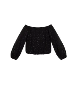 BLUSA STARRY BLISS · NEGRO -[品牌] Ventas THE-ARE blusa midi negro tirantes lurex fiesta mujer the are eci img 5 scaled