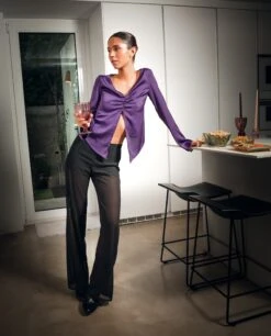 BLUSA I NEVER… · MORADO -[品牌] Ventas THE-ARE blusa morada escote mariposa frunce fiesta mujer the are 1