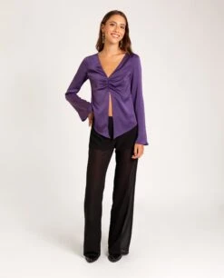 BLUSA I NEVER… · MORADO -[品牌] Ventas THE-ARE blusa morada escote mariposa frunce fiesta mujer the are