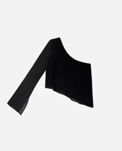 BLUSA MEET US THERE · NEGRO -[品牌] Ventas THE-ARE blusa negra asimetrico hombro descubierto gasa vuelo fiesta mujer the are eci img 5