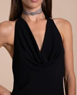 BLUSA JOLIE · NEGRO -[品牌] Ventas THE-ARE blusa negra halter escote drapeado fluido lazada multiposicion eventos mujer the are eci img 3