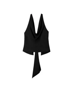 BLUSA JOLIE · NEGRO -[品牌] Ventas THE-ARE blusa negra halter escote drapeado fluido lazada multiposicion eventos mujer the are eci img 5