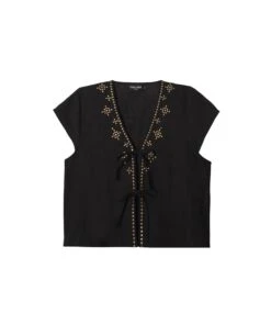 BLUSA ESSENCE · NEGRO -[品牌] Ventas THE-ARE blusa negra lino tachuelas conjunto elegante fiesta mujer the are eci img 5 91b31dfb 7123 49b3 bc94 742785d56324
