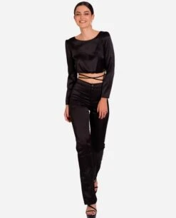 BLUSA MAKE AN IMPACT · NEGRO -[品牌] Ventas THE-ARE blusa negra manga larga saten espalda descubierta mujer the are 00002 eci img 3