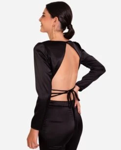 BLUSA MAKE AN IMPACT · NEGRO -[品牌] Ventas THE-ARE blusa negra manga larga saten espalda descubierta mujer the are 00004 eci img 2