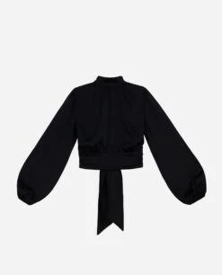 BLUSA BLESSED · NEGRO -[品牌] Ventas THE-ARE blusa negra satinada manga larga espalda descubiera cuello alto fiesta mujer the are eci img 5