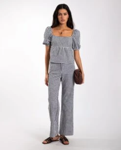 BLUSA SUNSET LOVER · BLANCO Y NEGRO -[品牌] Ventas THE-ARE blusa vichy blanco negro manga corta lazadas espalda conjunto mujer the are eci img 4