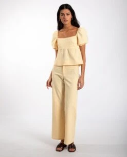 BLUSA SUNSET LOVER · AMARILLO -[品牌] Ventas THE-ARE blusas vichy amarilla manga corta lazadas espalda conjunto mujer the are eci img 4