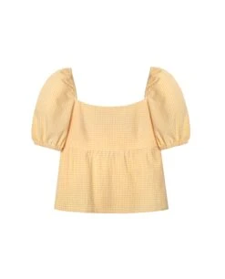BLUSA SUNSET LOVER · AMARILLO -[品牌] Ventas THE-ARE blusas vichy amarilla manga corta lazadas espalda conjunto mujer the are eci img 5