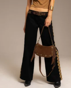 CINTURÓN ZOE · MARRÓN -[品牌] Ventas THE-ARE bolso dos asas piel ante marron flecos tachuelas doradas mujer the are 3 1 scaled