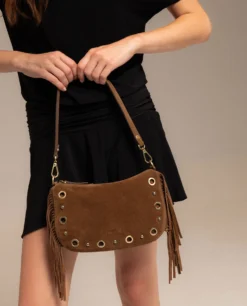 BOLSO PHOENIX · MARRÓN -[品牌] Ventas THE-ARE bolso dos asas piel ante marron flecos tachuelas doradas mujer the are 6 scaled