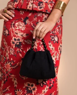 BOLSO JOY · NEGRO MADERA -[品牌] Ventas THE-ARE bolso negro mano jacquard invitada mujer the are scaled