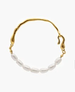 BRAZALETE CANE PEARLS · ACERO BAÑO ORO