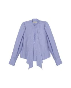 CAMISA TAKE OVER · AZUL -[品牌] Ventas THE-ARE camisa azul lazada cuello rayas diplomaticas manga abullonada mujer the are eci img 5