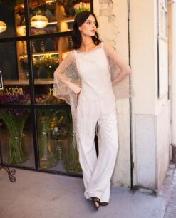 CAPA CROCHET ANNA · TOPO -[品牌] Ventas THE-ARE capa beige punto topo flecos asim trica mujer the are 4