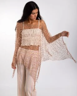 CAPA CROCHET BELLA · COBRE -[品牌] Ventas THE-ARE capa cobre punto flecos asim trica mujer the are eci img 1