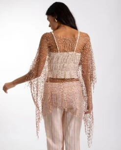 CAPA CROCHET BELLA · COBRE -[品牌] Ventas THE-ARE capa cobre punto flecos asim trica mujer the are eci img 2