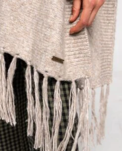 PONCHO DOWNTOWN WALK · BEIGE -[品牌] Ventas THE-ARE cardigan beige tricot flecos frente abierto mujer the are eci img 3