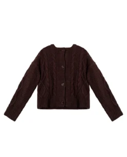 CÁRDIGAN COZY VALLEY · MARRÓN -[品牌] Ventas THE-ARE cardigan marron corto cierre botones oversize ochos mujer the are eci img 5 scaled