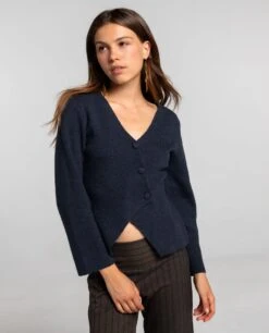 CÁRDIGAN THIS IS HER · AZUL -[品牌] Ventas THE-ARE cardigan punto canale azul mangas volumen botones mujer the are 1