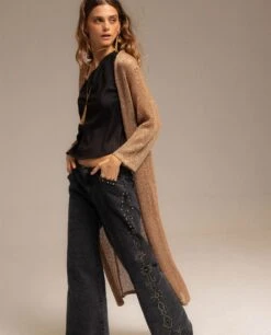 CÁRDIGAN CITY HALO · DORADO -[品牌] Ventas THE-ARE cardigan punto lentejuelas manga larga mujer the are 01