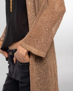 CÁRDIGAN CITY HALO · DORADO -[品牌] Ventas THE-ARE cardigan punto lentejuelas manga larga mujer the are eci img 4