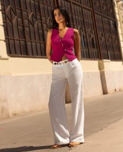 CHALECO MADE YOU LOOK · CEREZA -[品牌] Ventas THE-ARE chaleco asimetrico punto cereza botones estrella dorados mujer the are 3